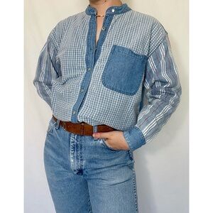 Gitano | Vintage 90s Blue Plaid Denim Button-Down Shirt